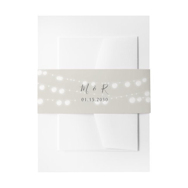 Rustic String Lights Wedding Belly Band Invitation Belly Band (Front Example)