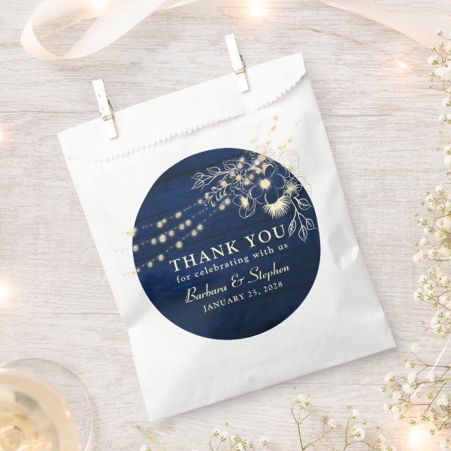 Rustic String Lights Wedding Favour Bag (Clipped)