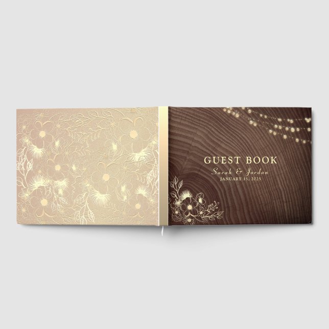 Rustic String Lights Wedding Guest Book (Full)