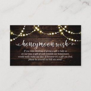 Rustic string lights, Wedding Honeymoon Fund Wish Enclosure Card