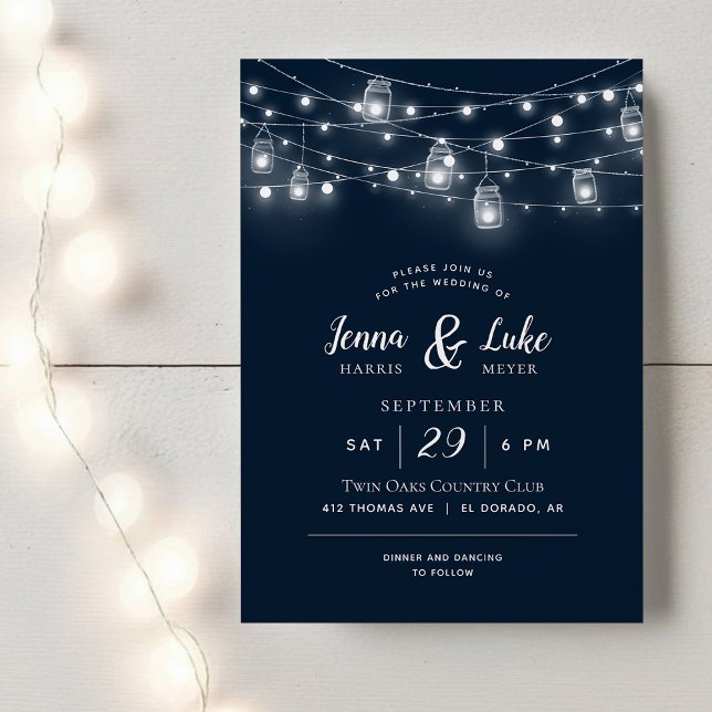 Rustic String Lights Wedding Invitation (Creator Uploaded)