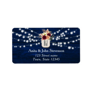 Rustic String Lights Wedding Return Address Label