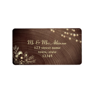 Rustic String Lights Wedding Return Address Label