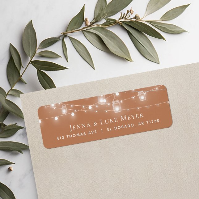 Rustic String Lights Wedding Return Address Labels (Creator Uploaded)