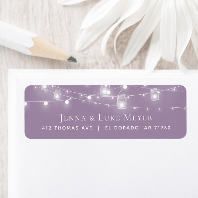 Rustic String Lights Wedding Return Address Labels (Insitu)