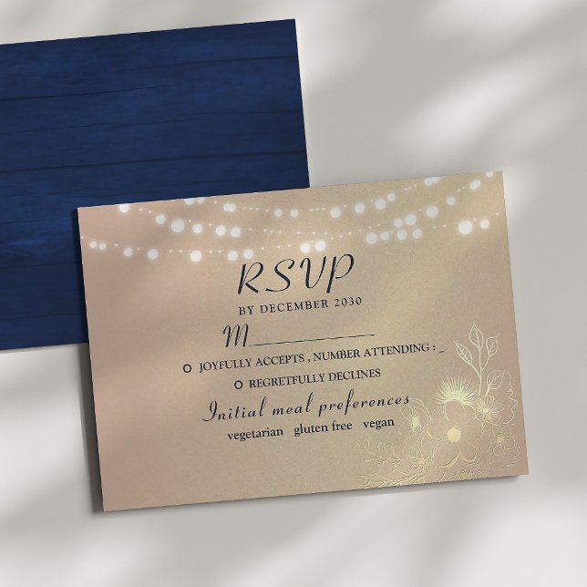 Rustic String Lights Wedding RSVP Card (Creator Uploaded)