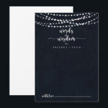 Rustic String Lights Wedding Words of Wisdom Advice Card<br><div class="desc">This rustic string lights wedding words of wisdom advice card is perfect for a modern wedding. The design features beautiful hand-painted string lights in a dark blue background. These cards are perfect for a wedding, bridal shower, baby shower, graduation party & more. Personalize the cards with the names of the...</div>