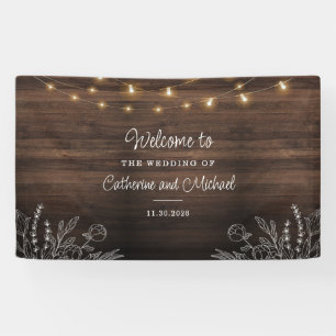Rustic String Lights Welcome Wedding Banner