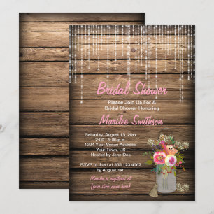 Rustic String Lights Wildflower Barn Bridal Shower Invitation