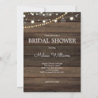 Rustic String Lights Wood Bridal Shower