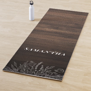 Rustic String Lights Wood Pattern Mom Personalized Yoga Mat