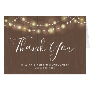 Rustic String of Glowing Lights Wedding Thank You
