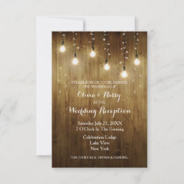 Rustic String Of Lights Country Reception Card