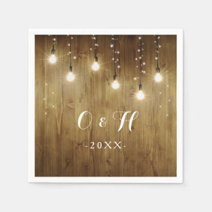Rustic String Of Lights Country Wedding Napkins