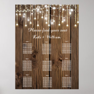 Rustic string of lights Seating Plan Poster
