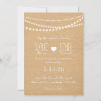 Rustic String of Lights Wedding Invitation