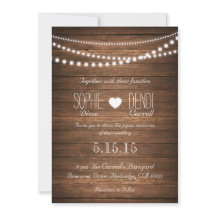 Rustic String of Lights Wedding Invitation