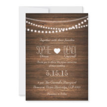 Rustic String of Lights Wedding Invite (Off White)