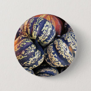 Rustic Striped Pumpkins  2 Inch Round Button