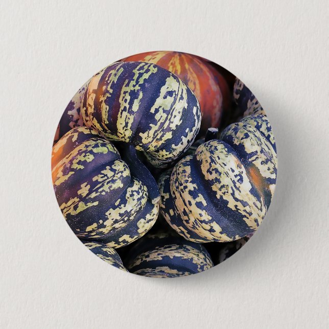 Rustic Striped Pumpkins  2 Inch Round Button (Front)