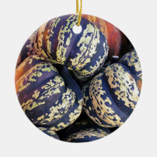 Rustic Striped Pumpkins Ceramic Ornament