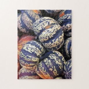 Rustic Striped Pumpkins Jigsaw Puzzle