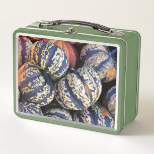 Rustic Striped Pumpkins Metal Lunch Box