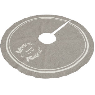 Rustic Stripes and Wreath Monogram Tree Skirt