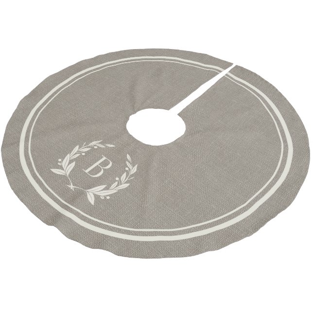 Rustic Stripes and Wreath Monogram Tree Skirt (Angled)