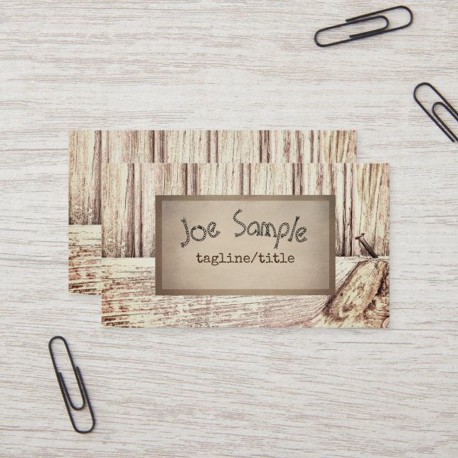 rustic style business card template wood pattern (Front/Back In Situ)