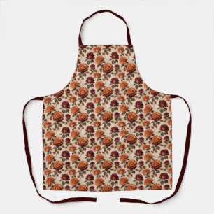 Rustic Style Roses In Shades Of Orange And Red Apron