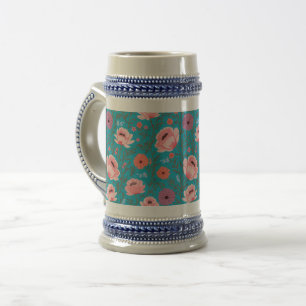 Rustic-Style Watercolor Wildflowers Beer Stein