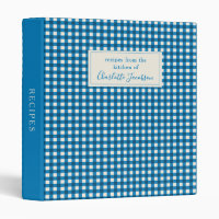 Rustic Stylish Blue Gingham Plaid Monogram Recipe
