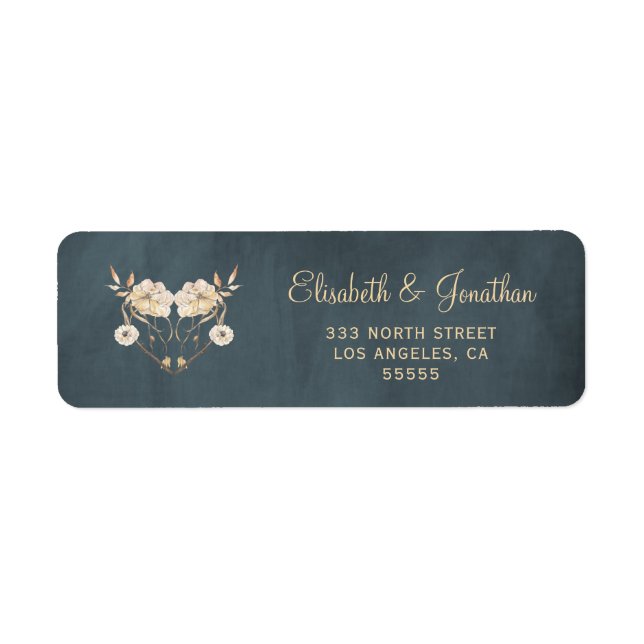 Rustic stylish chalkboard chic floral rsvp address (Front)