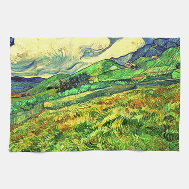 Rustic Stylish Landscape at Saint Remy Painting Kitchen Towel (Horizontal)