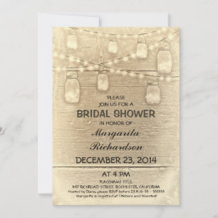 rustic stylish mason jars bridal shower invitation