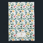 Rustic Stylish Yellow Watercolor Flowers Monogram Kitchen Towel<br><div class="desc">Rustic Yellow and Green Watercolor Flowers Pattern Monogram Kitchen Towel</div>
