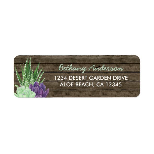 Rustic Succulent & Aloe Vera Adresse de retour Lab (Devant)