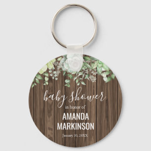 Rustic Succulent Baby Shower Keychain