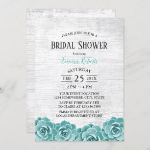 Rustic Succulent Barn Wedding Bridal Shower Invitation