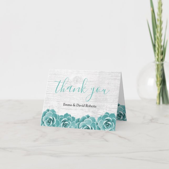 Rustic Succulent Floral Elegant Wedding Thank You (Front)