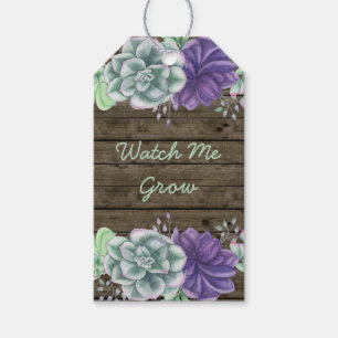 Rustic Succulent Watch Me Grow Baby Shower Gift Tags