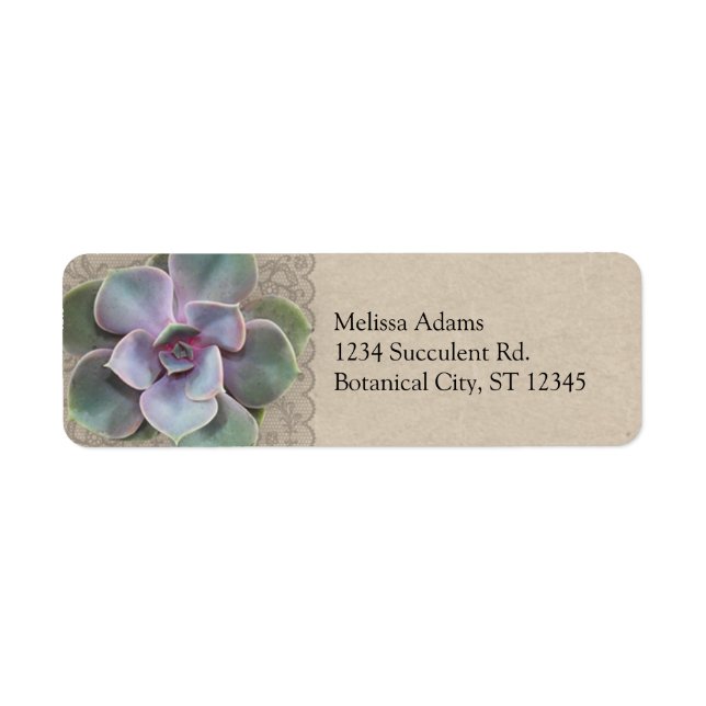 Rustic Succulent Wedding Address Label (Front)