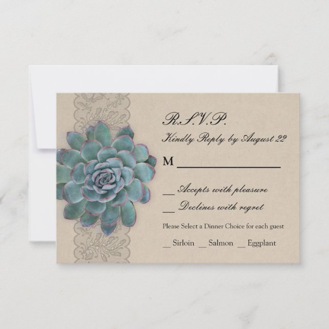Rustic Succulent Wedding RSVP Card (Front)