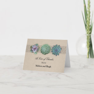 Rustic Succulent Wedding Thank You Card