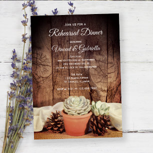 Rustic Succulents and Barn Wood Rehearsal Dinner Invitation