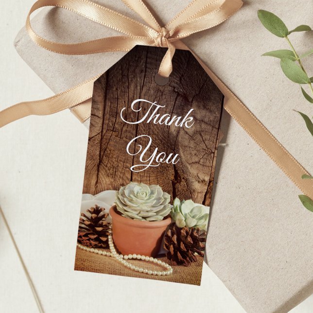 Rustic Succulents and Barn Wood Wedding Favour Tag (Creator Uploaded)
