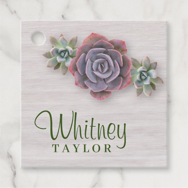 Rustic Succulents Favour Tags (Front)