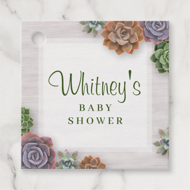 Rustic Succulents Favour Tags (Front)