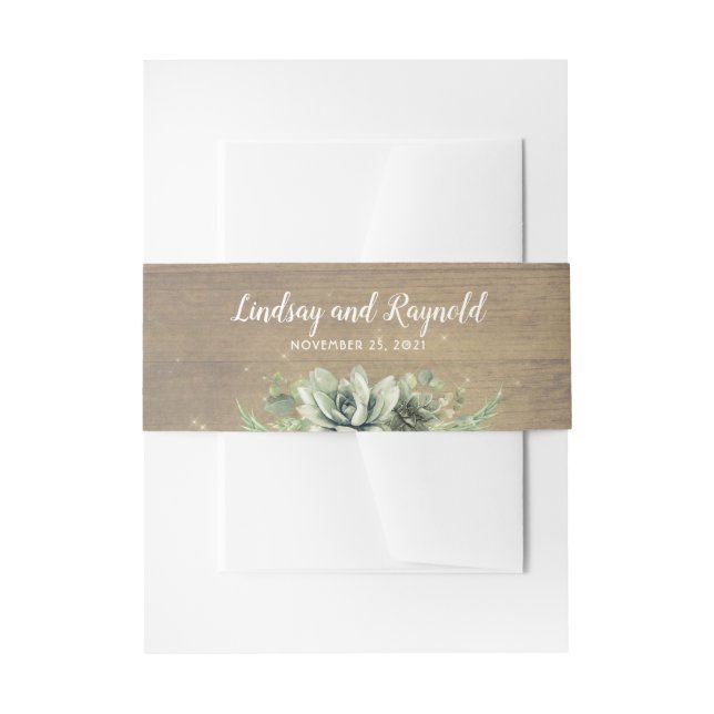 Rustic Succulents Invitation Belly Band (Front Example)
